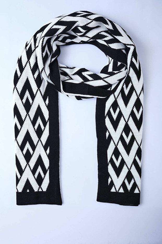 وشاح تريكو منقوش على شكل V - 3