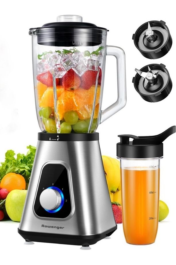 2in1 Inox 1.5lt Cam Hazneli Sürahili Smoothie Blender 600ml Kişisel Blender - 1