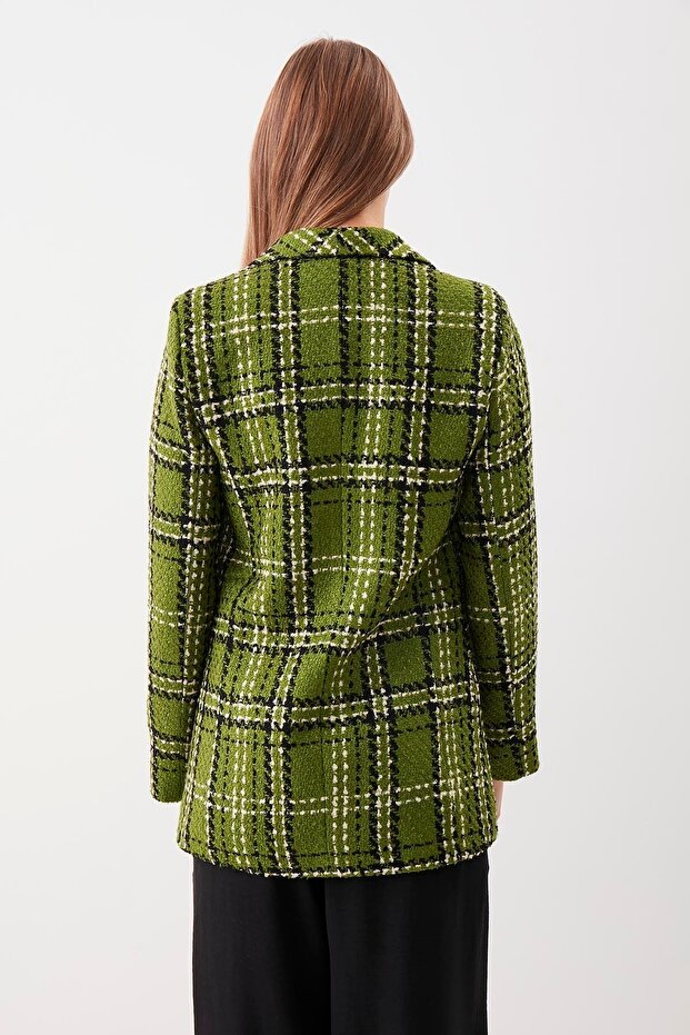 سترة منقوشة بياقة طويلة ومفصلة - 6