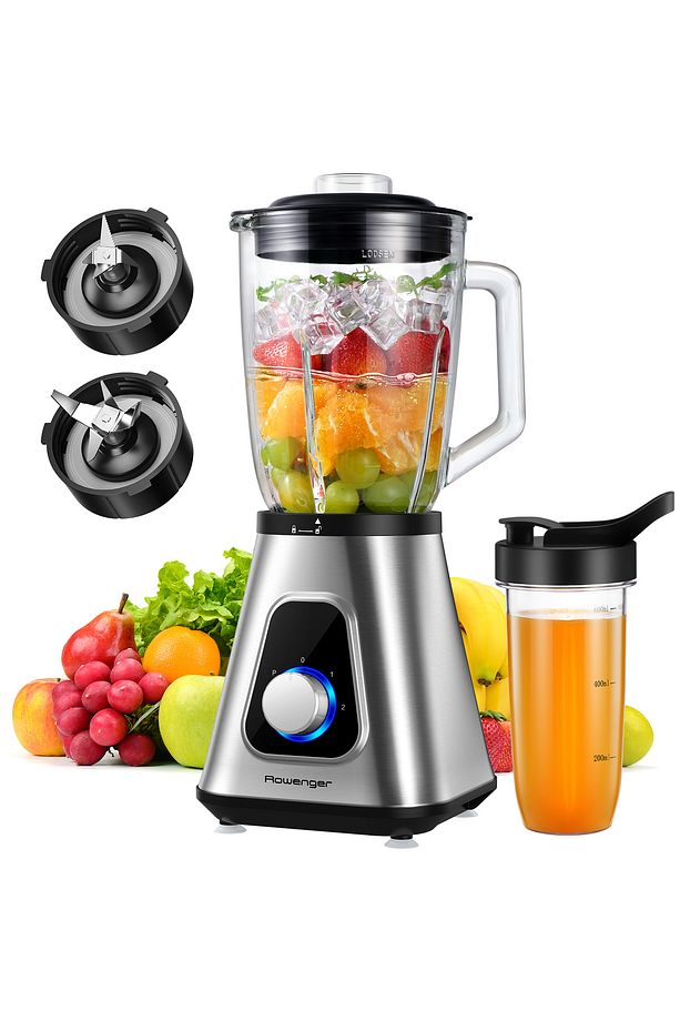 2in1 Inox 1.5lt Cam Hazneli Sürahili Smoothie Blender 600ml Kişisel Blender - 7
