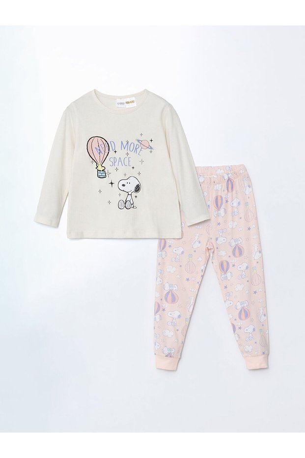 Lcw Kids Crew Neck Snoopy Printed Girls Pajamas Set