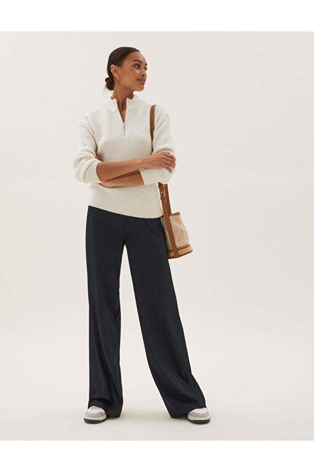 Wide Leg Örme Pantolon - 2