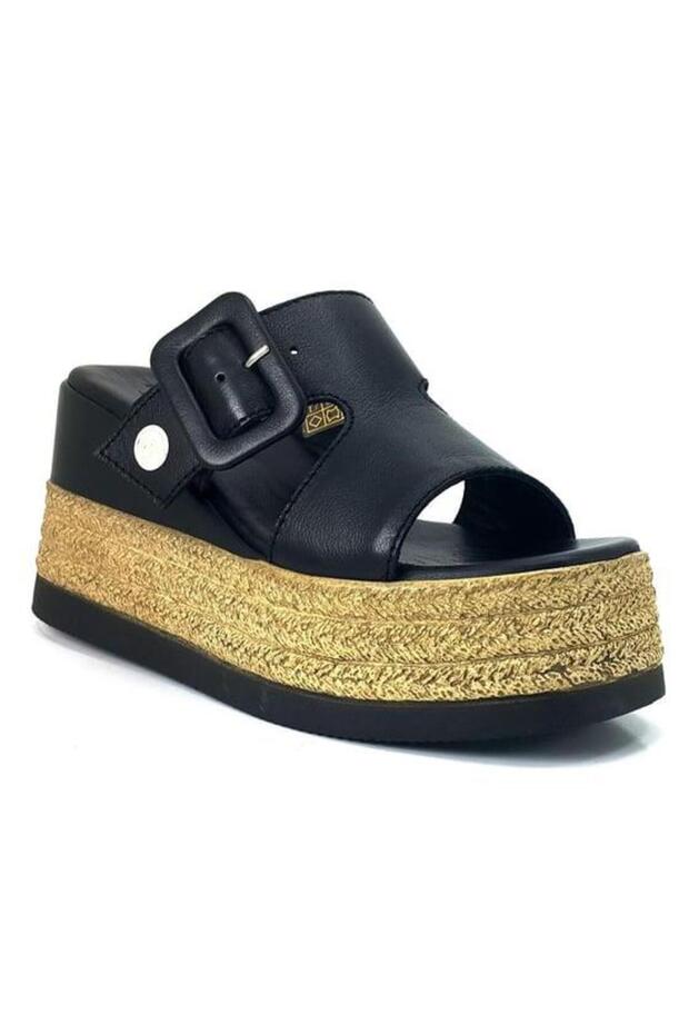 2305 Genuine Leather Daily Women's Slippers-Black
