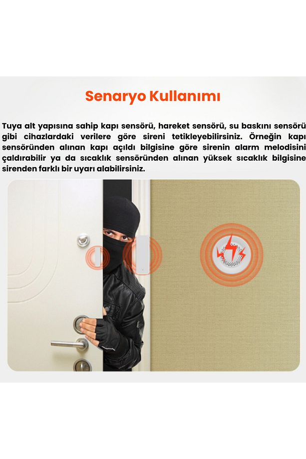WiFi 100 Db Akıllı Siren Alarm ( Tuya - Smart Life Uyumlu) - 5