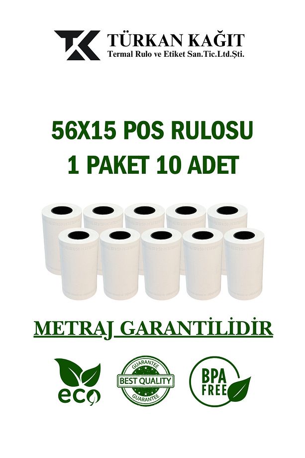 56x15 Pos Rulosu 1 Paket 10 Adet Termal Rulo - Yazarkasa Pos Rulosu - Pos Kağıdı - 1