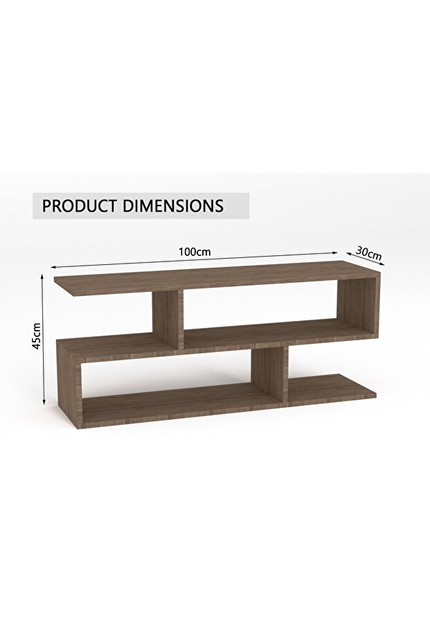 Modern TV Stand and Coffee Table with 2 Tier Storage Shelf, Monitor Stand for Home-TRUFFLE DAVOS OAK - 4