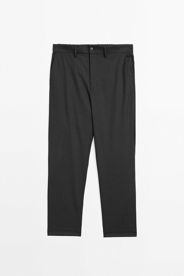 Yün Karışımlı Çizgili Regular Fit Pantolon - 6