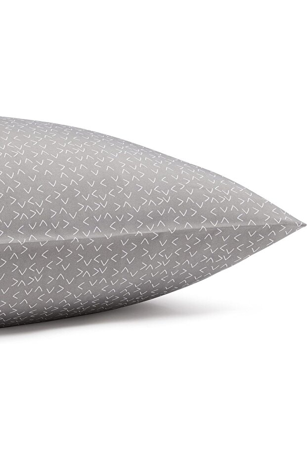 طقم ملاءات سرير من الألياف الدقيقة بجيوب عميقة - مقاس مفرد، بنقشة أسهم رمادية - 3