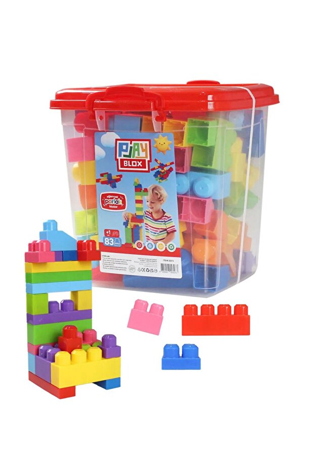 Play Blox Yapı Oyuncakları 83 Parça Kovalı Parlak Renkler Mega Blok - 5