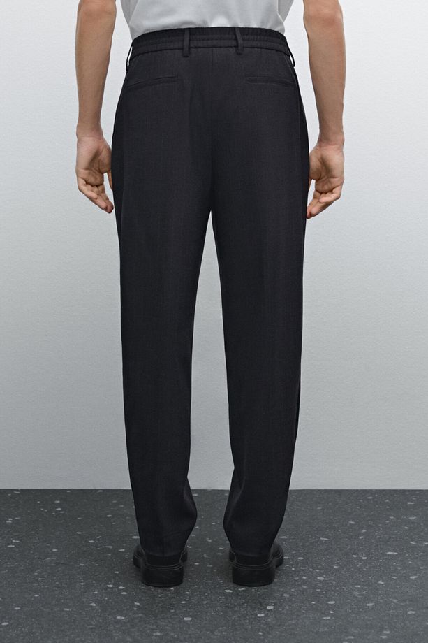 Yün Karışımlı Çizgili Regular Fit Pantolon - 4