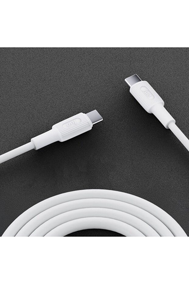 60w Usb Type-c To Type-c Silikon Hızlı Şarj Ve Data Kablosu Beyaz 2 Metre - 4