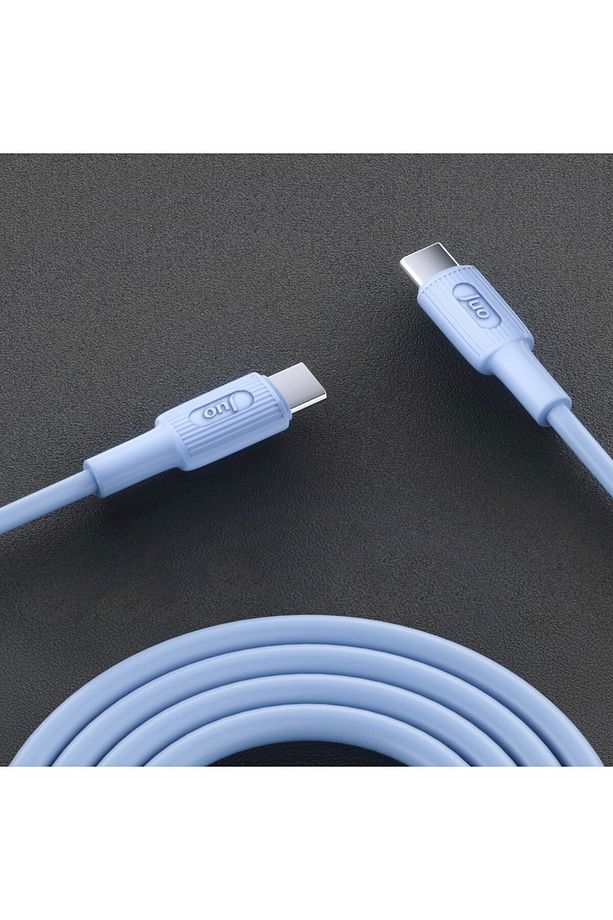 60w Usb Type-c To Type-c Silikon Hızlı Şarj Ve Data Kablosu Mavi 1 Metre - 4
