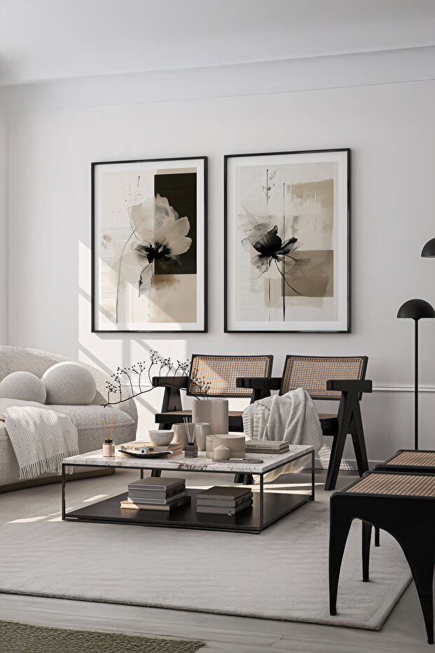 Ahşap Çerçeveli 2li Set Tablo - 3