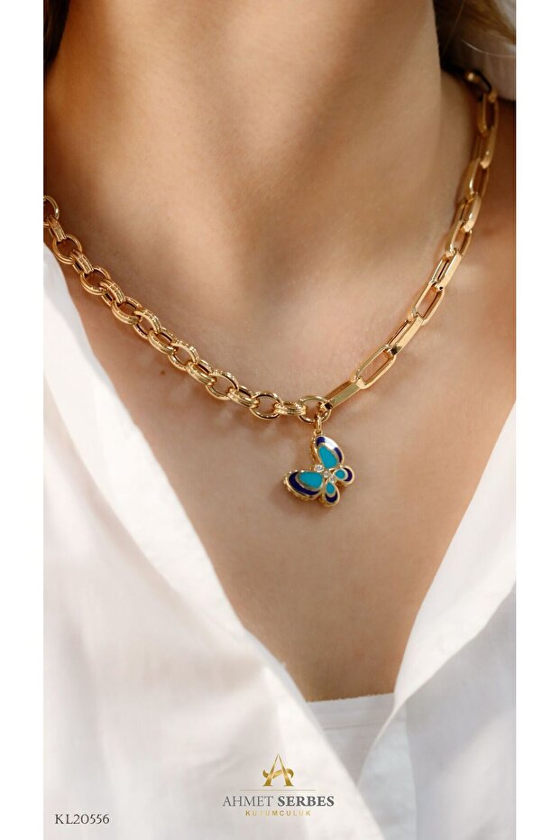 Cetaş Mineli Kelebek Kolye - 1