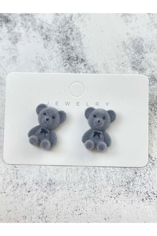 Children's Teenager Earrings with Plush Teddy Bear Figure