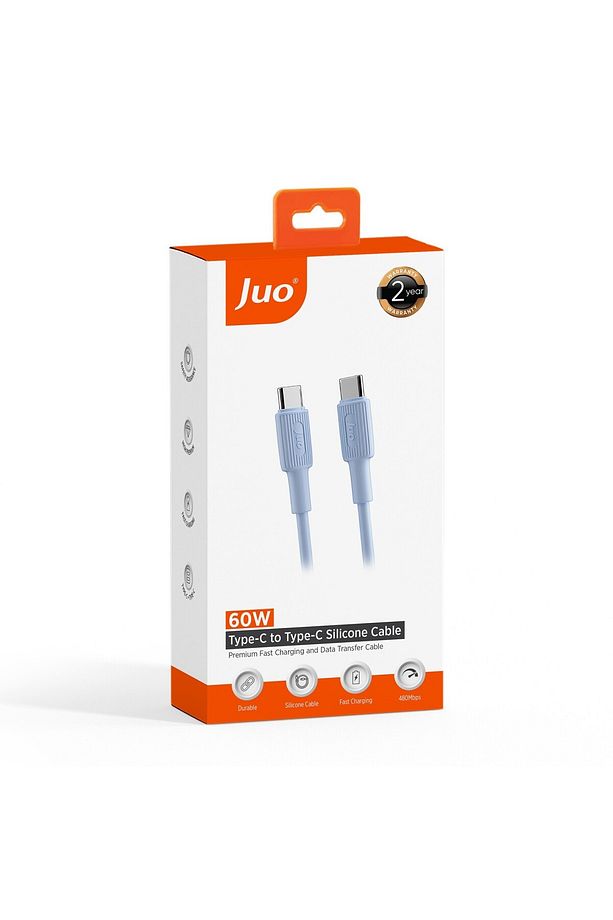 60w Usb Type-c To Type-c Silikon Hızlı Şarj Ve Data Kablosu Mavi 1 Metre - 7