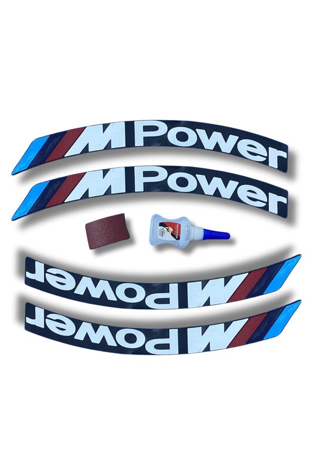 M Power Motorcycle and Automobile Tire Lettering Embossing Sticker Gluing 4Pcs Set