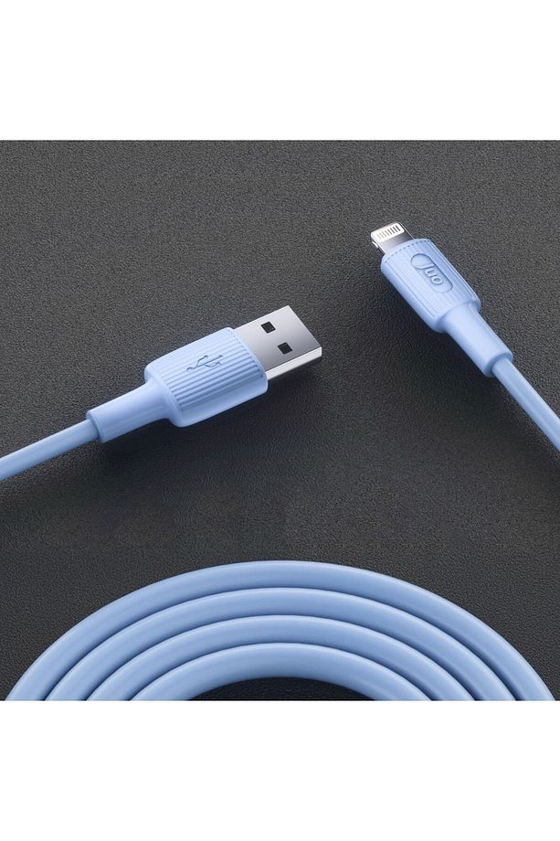 12w 2.4a Usb-a To Lightning Iphone Ipad Silikon Hızlı Şarj Ve Data Kablosu Mavi 1 Metre - 4