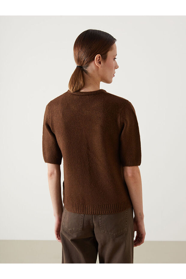 LCW Vision Kahverengi Bisiklet Yaka Kadın Triko Hırka - 4