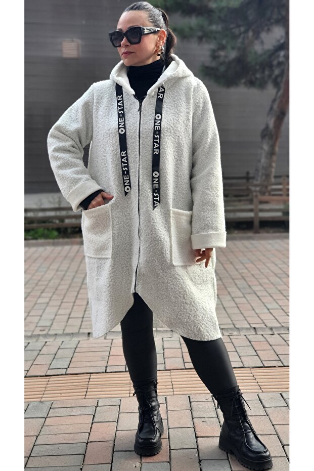 Straight Patterned Hooded Bucket Jacket - 1