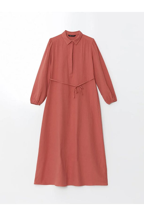 LCW Modest  Gömlek Yaka Müslin Kadın Elbise - 5