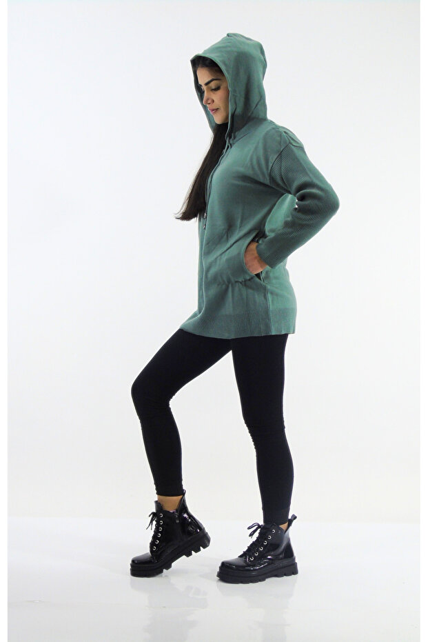 Kapüşonlu Triko Kazak - 2