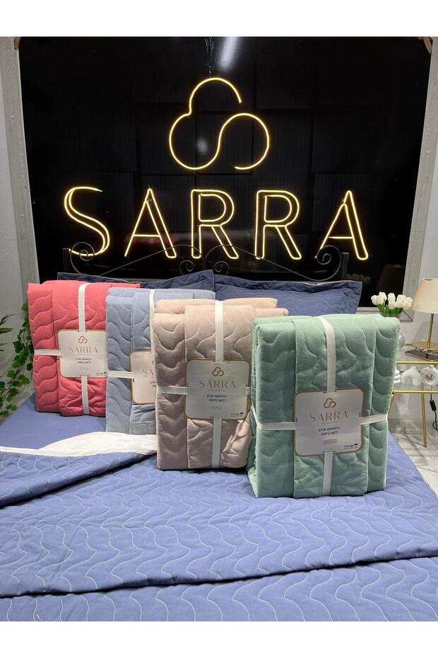 HOME ÇİFT KİŞİLİK KAPİTONE YATAK ÖRTÜSÜ - HAKİ YEŞİL - 4