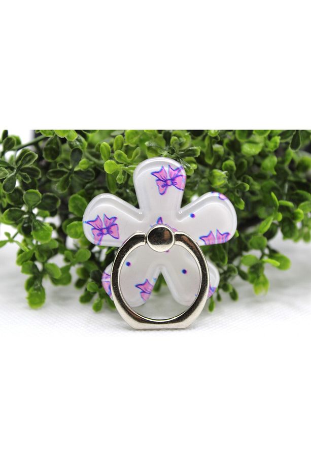 Çiçek Tasarım Desenli Yüzük Popsocket ve Parmak Tutucu - 1