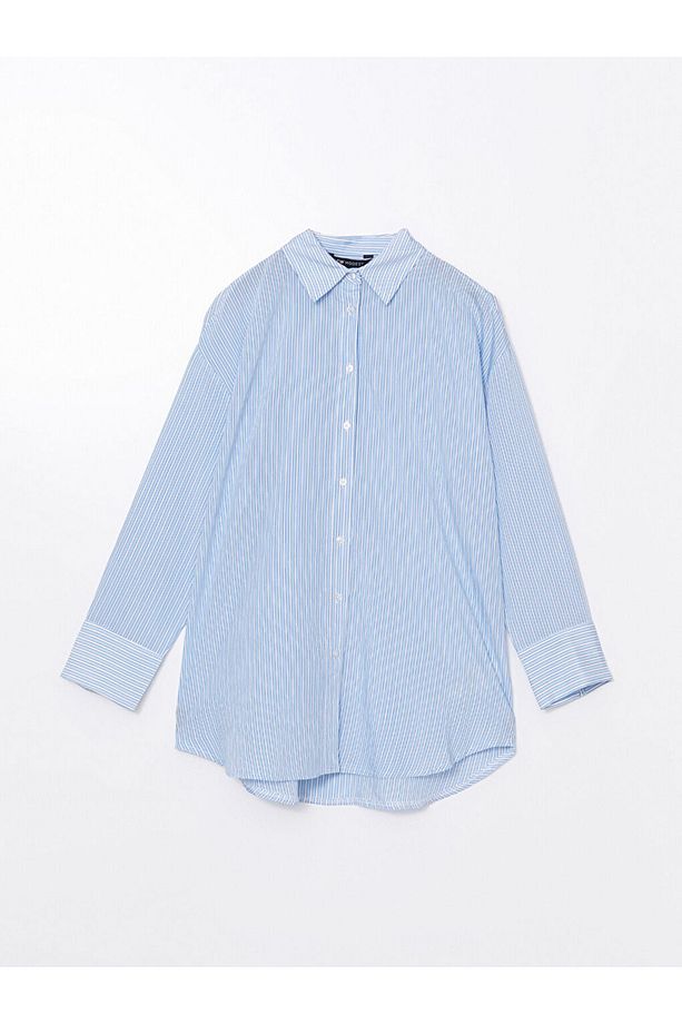 LCW Modest Çizgili Oversize Kadın Gömlek Tunik - 5