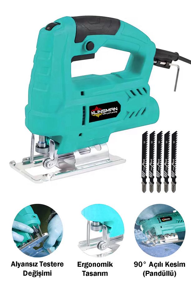 Alman Halper 9900 W Bakır Sargı Çelik Şanzıman 6 Kademe Devirli Dekupaj Testere Makinesi 5 Adet Uç - 1