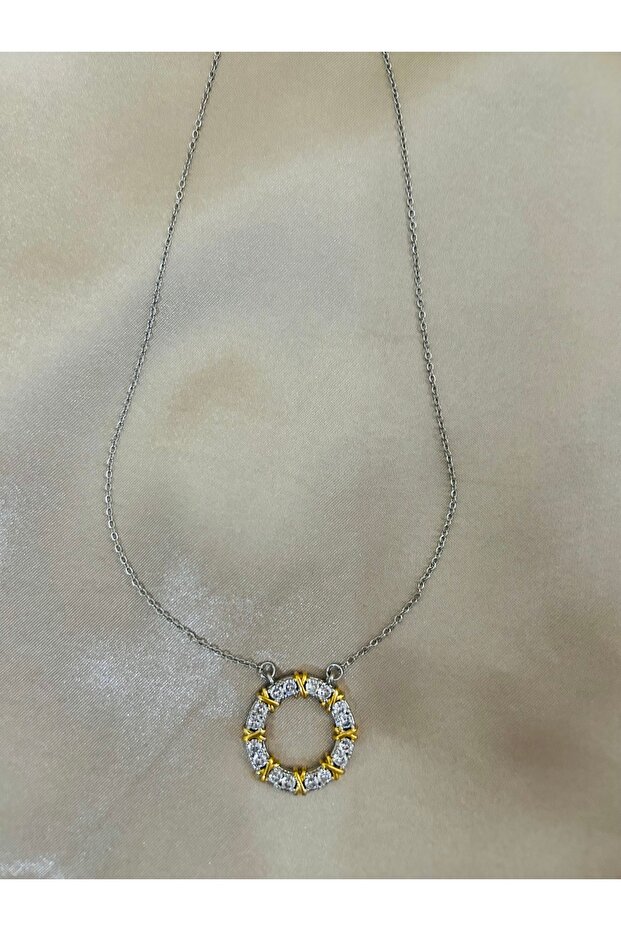 Steel Zircon Stone Xoxo Necklace