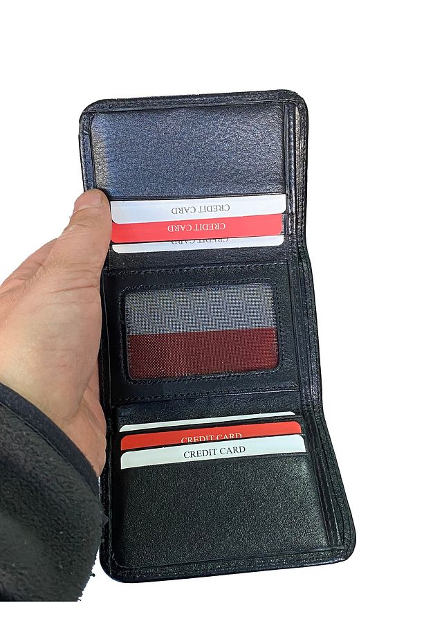 %100 Hakiki Deri 3 Katlı Minimal Erkek Cüzdanı - 5