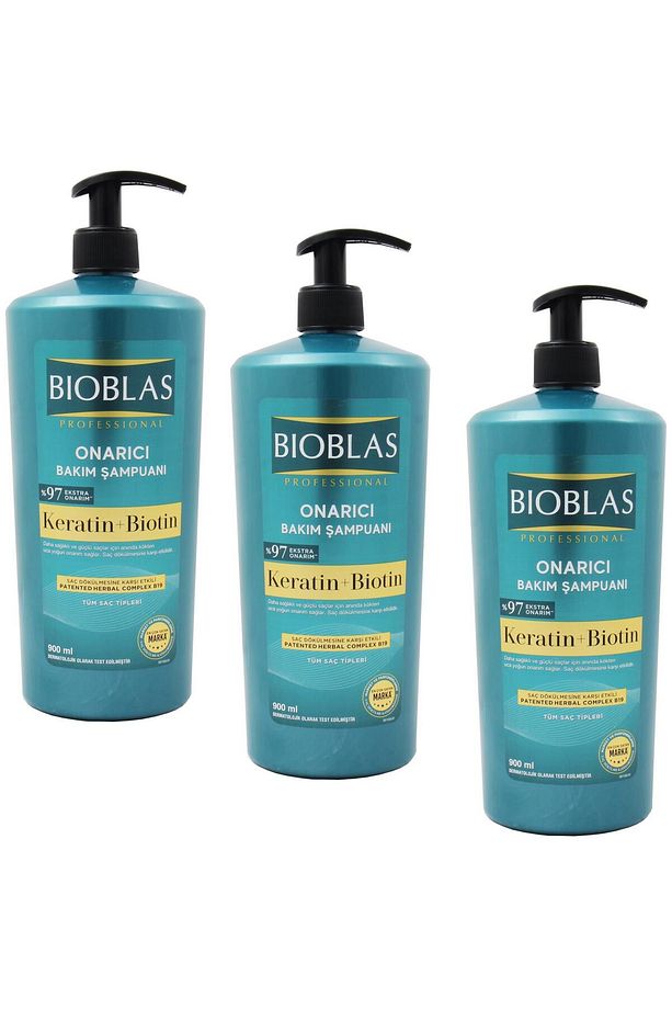 Keratin Ve Biotin Onarıcı Bakım Şampuan 900 ml 3 Adet - 1