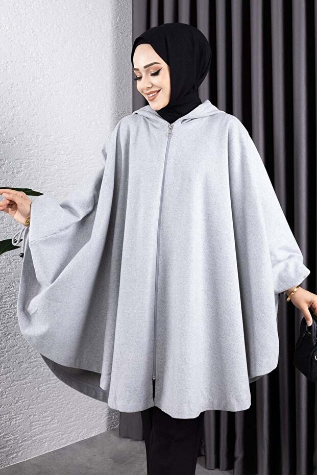 Kapüşonlu Tesettür Panço - 3