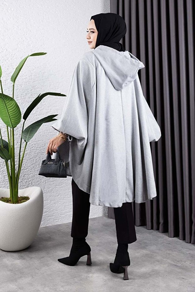 Kapüşonlu Tesettür Panço - 4