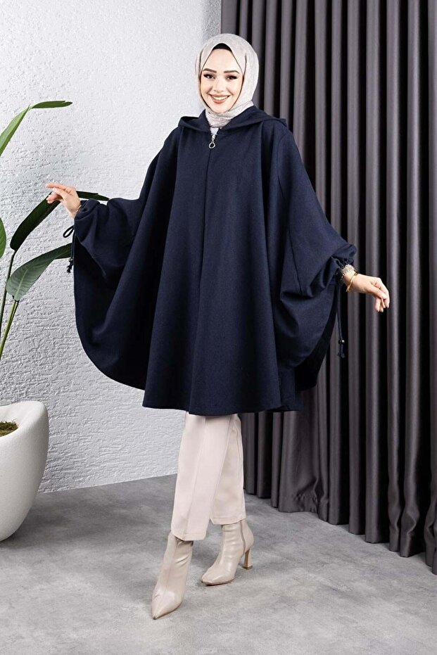 Kapüşonlu Tesettür Panço - 4