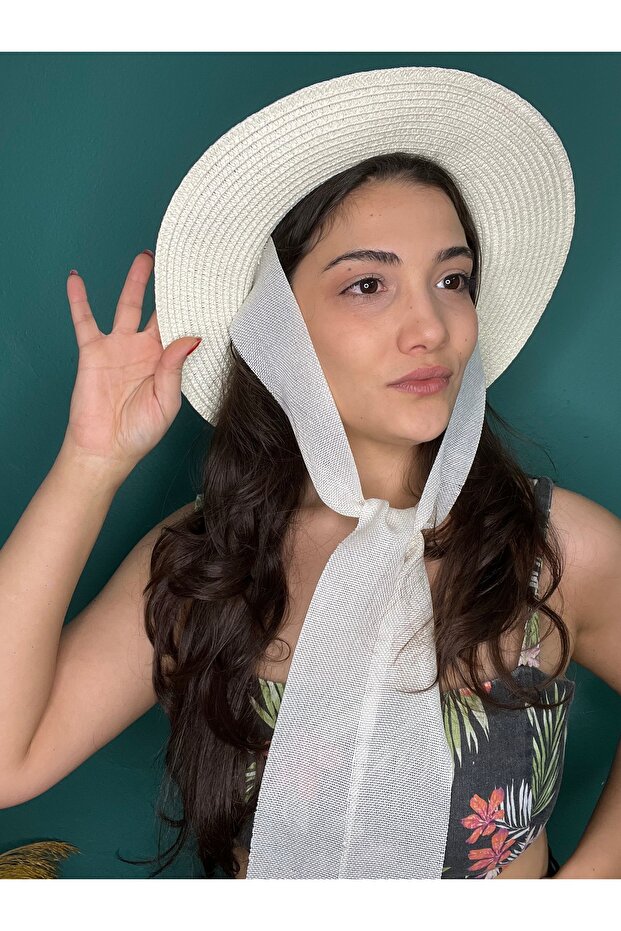 قبعة من القش مربوطة - 3