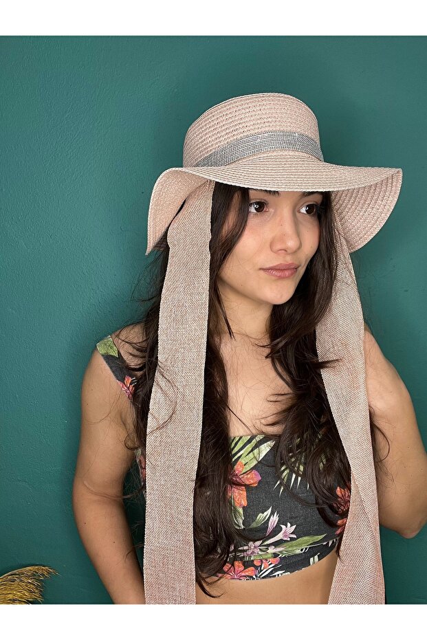 قبعة من القش مربوطة - 1