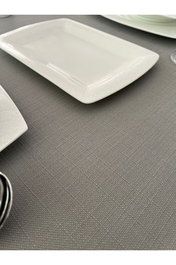 Leke Tutmaz Dertsiz Yuvarlak Masa Örtüsü Assos Antrasit - 2