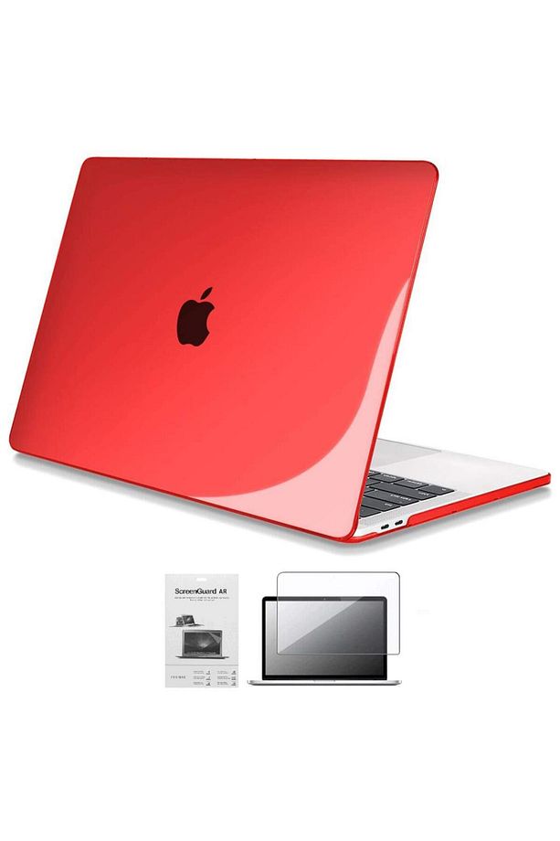 Apple 13" Macbook Air A2337 M1 Kristal Kırmızı Kılıf Koruyucu Ekran Filmi - 1