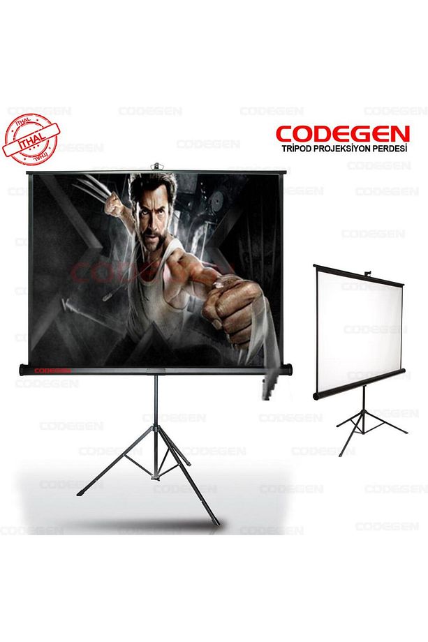 Tx-20 200x200 Cm Tripod Ayaklı Taşınabilir Manuel Projeksiyon Perdesi (ARKASI SİYAH FONLU) - 1