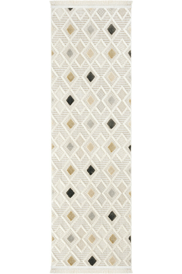 Ares 8804 Gray Runner Geometric Entrance Hall Corridor Carpet Bedroom Carpet Curly Cut Carpet Runner