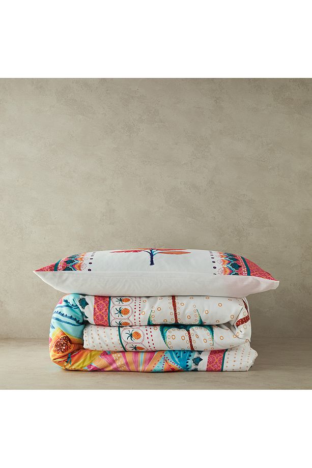 Palmy Patchwork Tek Kişilik Nevresim Seti Turuncu – Bej - 6