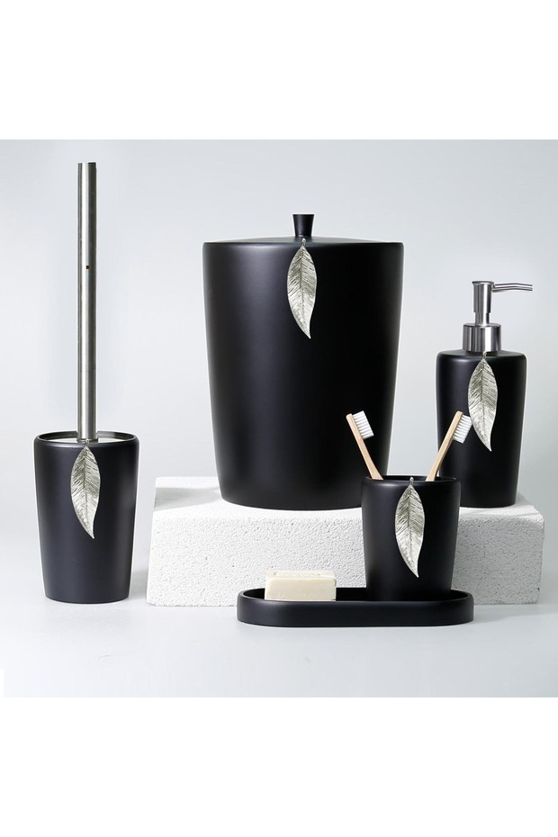 Leaf Banyo Seti Siyah Gümüş - 1