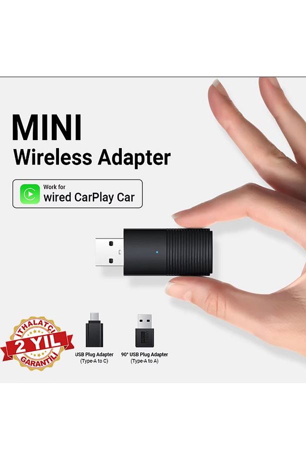 Yeni Tasarım Mini Kablosuz İOS ANDROİD UYUMLU Carplay Usb ve Type-c Uyumlu Araç Multimedya Adaptörü - 1