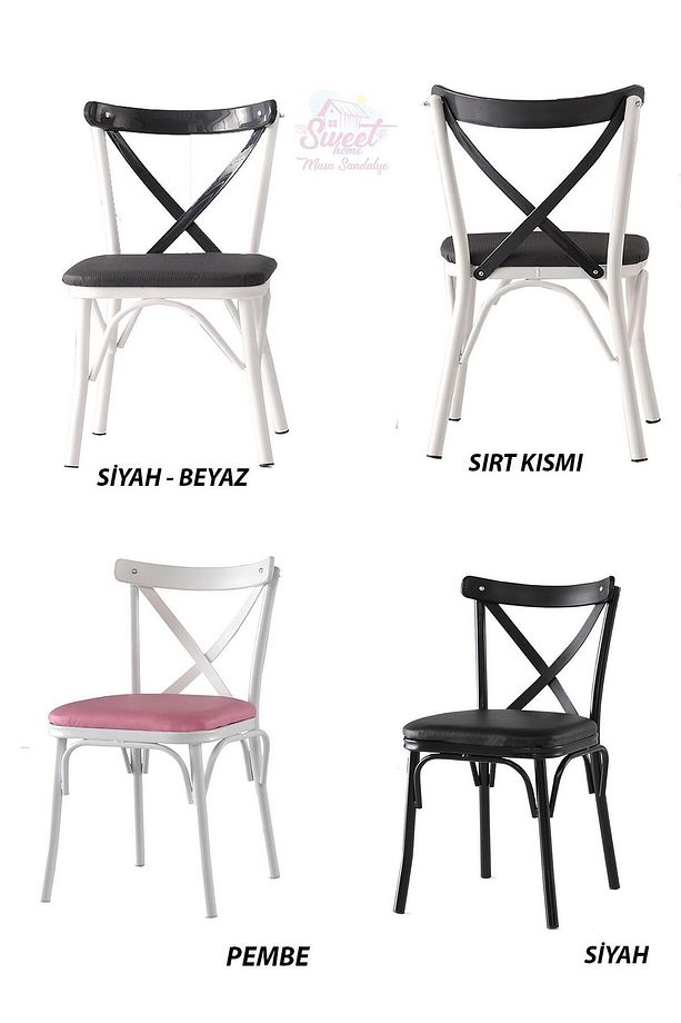 Smart Mercan Masa Safir Meşe +4 Adet Çapraz Sandalye Takım - 4