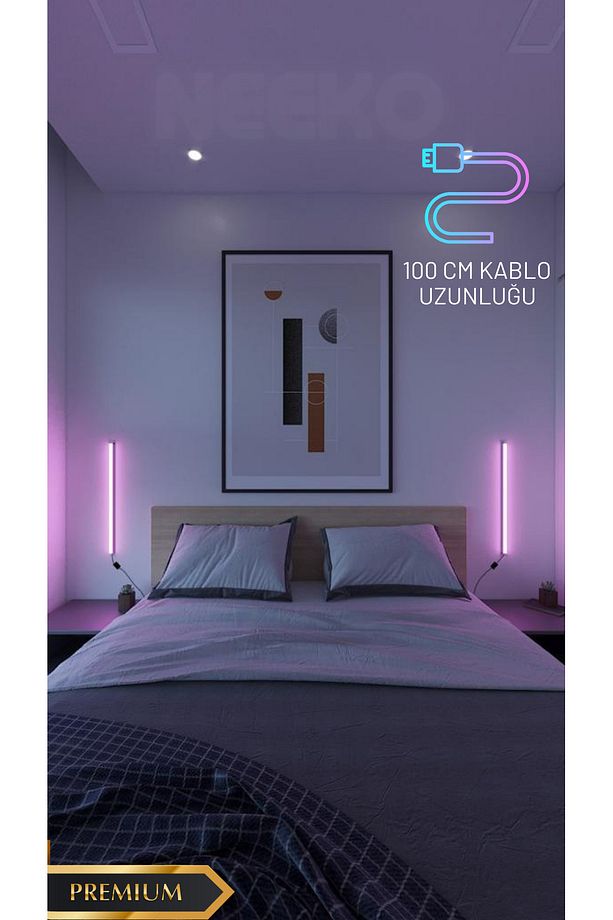 2 Adet Mini Duvar Aplik Uzaktan Kumandalı Rgb Led 16 Renk - 2