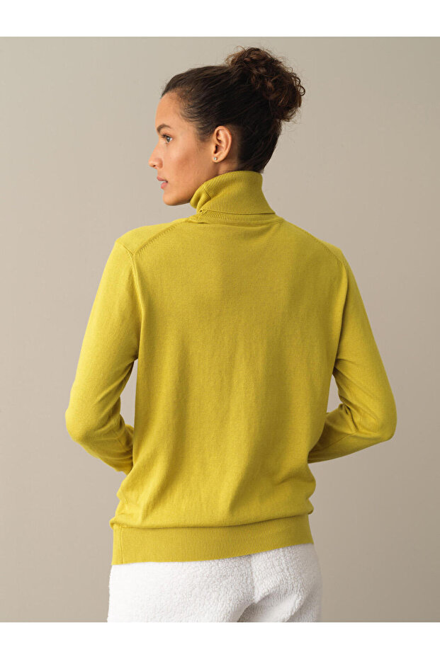 Kadın Sarı Regular Fit Basic Kazak - 3