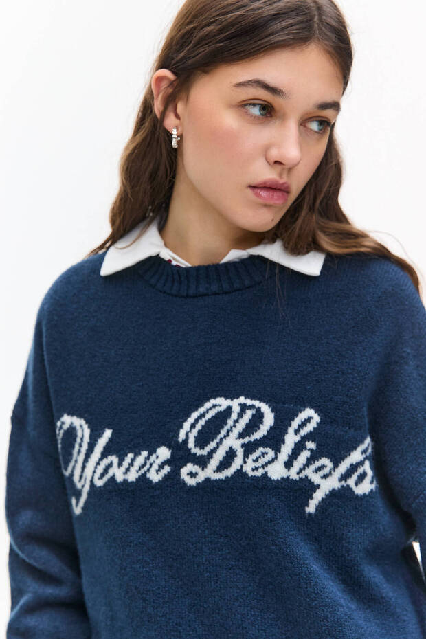 Knit jumper with slogan - 5