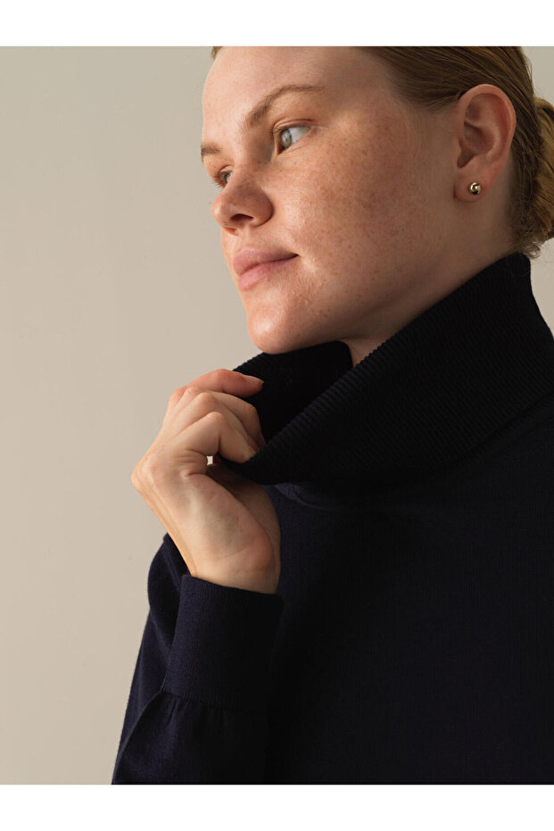 Kadın Lacivert Regular Fit Basic Kazak - 3